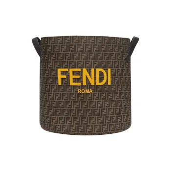 FENDI Polyester With Cotton Resin And Calfskin Toy Storage Bag Men's Brown
