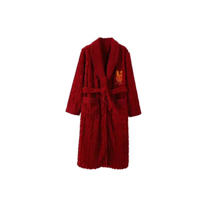 WOLFSFUL Pajama Robe Women's Red-0