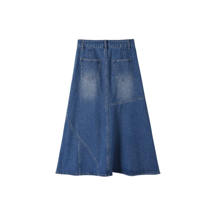 HIPPIEMISS Denim Long Skirts Women's Blue-1