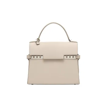 Delvau Tempête Crispy Calf Grain Calfskin Shoulder Bag Crossbody Bag Handbag Medium Size Women's Sesame-Colored