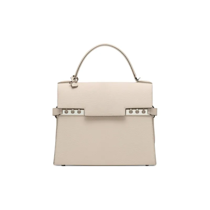Delvau Tempête Crispy Calf Grain Calfskin Shoulder Bag Crossbody Bag Handbag Medium Size Women's Sesame-Colored-0