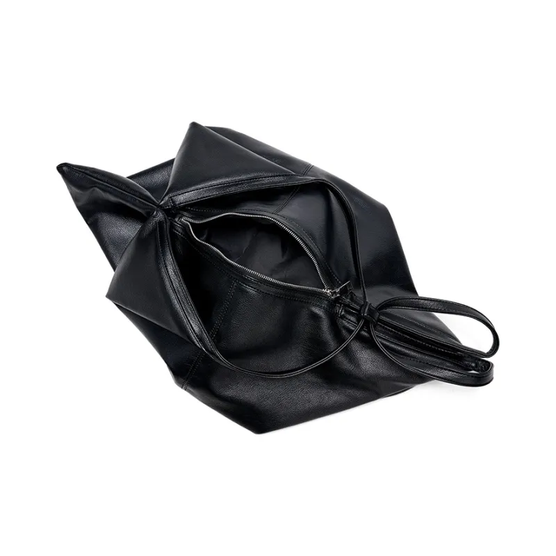 Yawei Kuroda PU With Artificial Leather Dumpling Bag Shoulder Bag Tubas Unisex Black-3