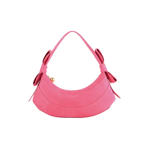 APEDE MOD Top Grain Cow Leather Crescent Moon Bag Shoulder Bag Handbag Shoulder Bag Women's Strawberry Cream