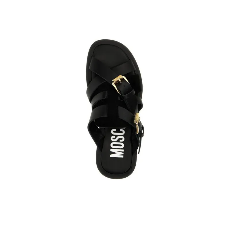 MOSCHINO Buckled Open-Toe Slides-4