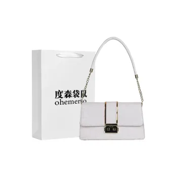 Dusen Kangaroo PU Shoulder Bag Crossbody Bag Regular Women's Ecru/Black