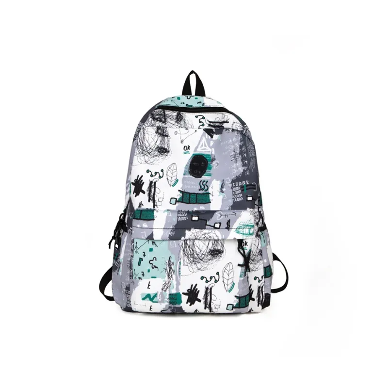 Alcohol Dragon Nylon Backpack Regular Men's Black/Light Blue/Green/Gray Blue-5