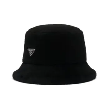 PRADA Triangle logo Shearling Bucket Hat