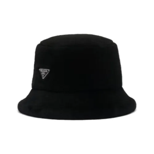 PRADA Triangle logo Shearling Bucket Hat