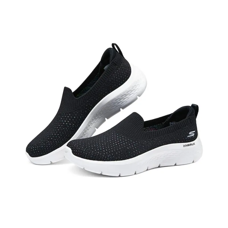 Skechers Go Walk Fle Wear resistant And Lightweight Low Top Casual Shoes Women's Black White-2