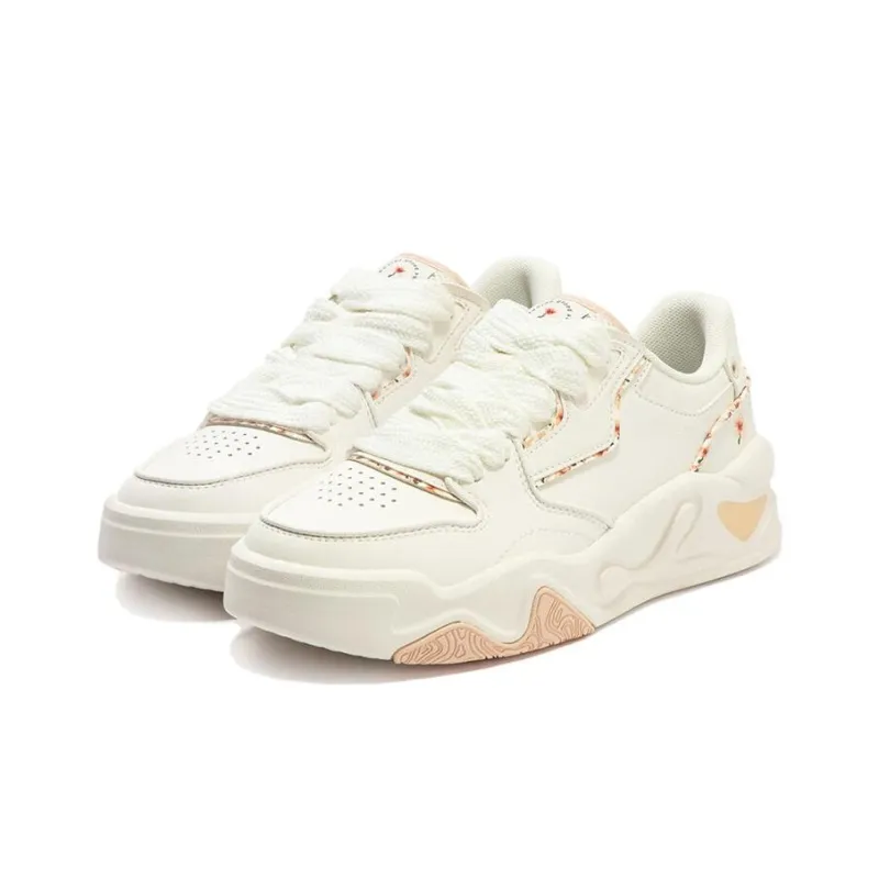 361° Jincheng Abrasion Resistant Breathable Low Top Skateboard Shoes Women's Beige Pink-2