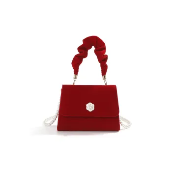 NOMK Velour Handbag, Shoulder Bag, Crossbody Bag Regular Women's Burgundy