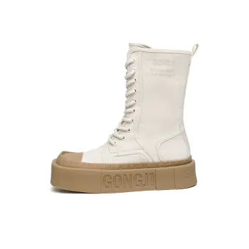 GONGJI Shared Path Square Inch Land Skateboard Shoes Women's White Beige