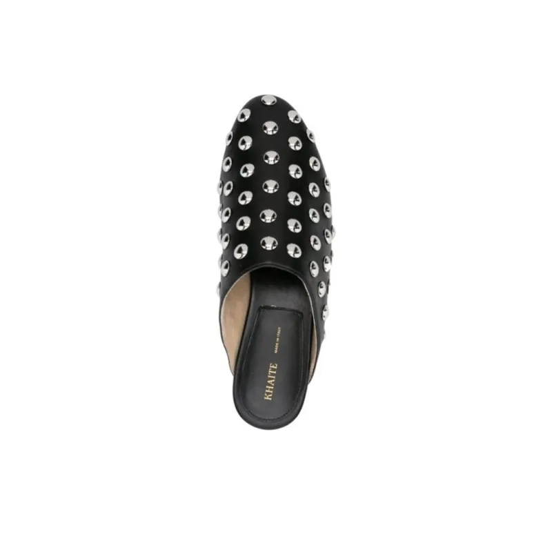 KHAITE The Otto Stud-embellished Leather Mules-4
