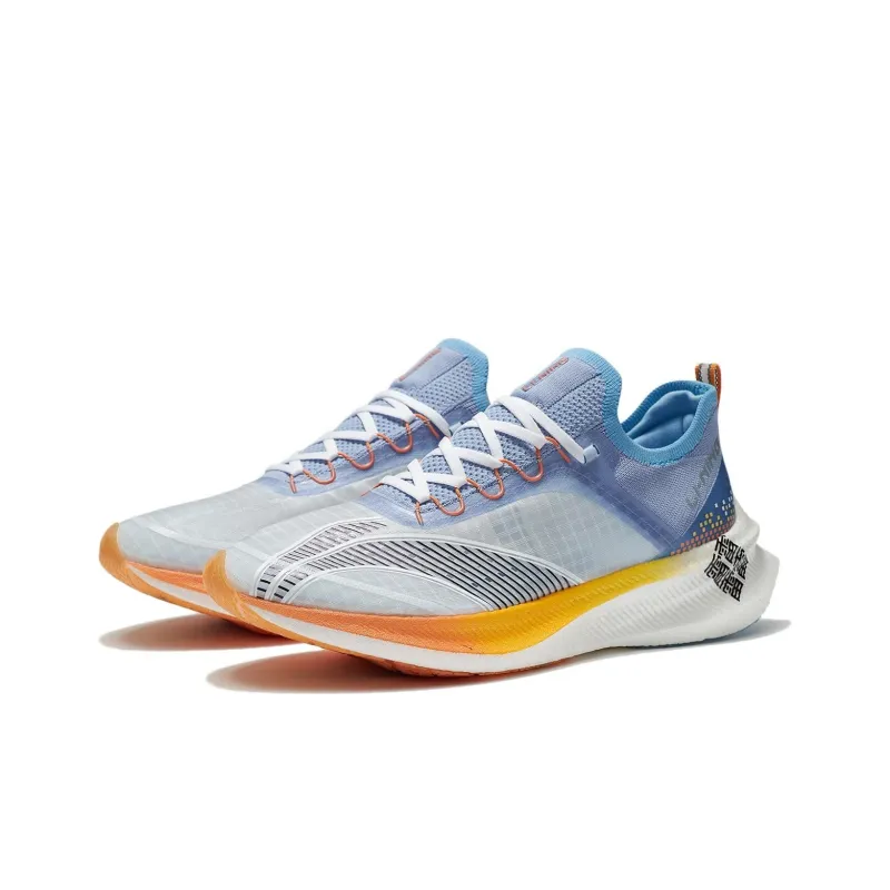 LINING Feidian Challenger Running Shoes Men Low Top Standard White/New Aurora Blue-4