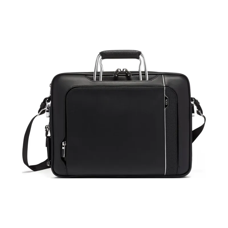 TUMI Smooth Leather Shoulder Bag Crossbody Bag Handbag Briefcase Men's Black-0