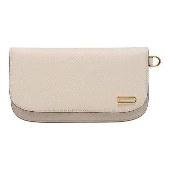 Delvau Alpina Calf Grain Calfskin Wallet Women's Sesame-Colored