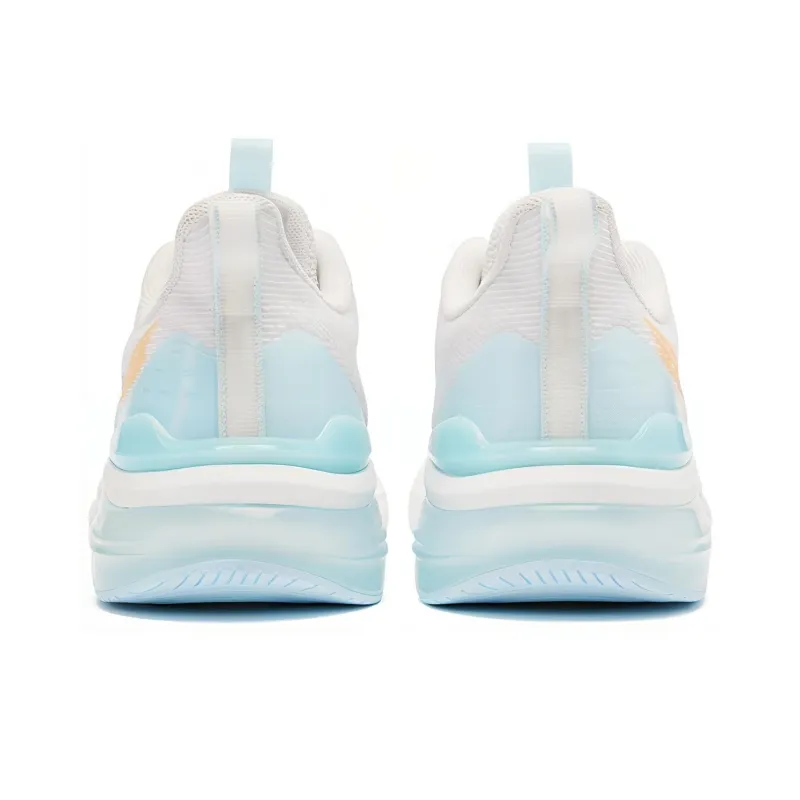 QIAODAN Cushioning Wear Resistant Low Top Running Shoes Women's White Blue-4