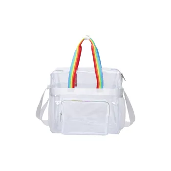 TINYAT PVC Shoulder Bag Crossbody Bag Handbag Set Regular Unisex Gray/White