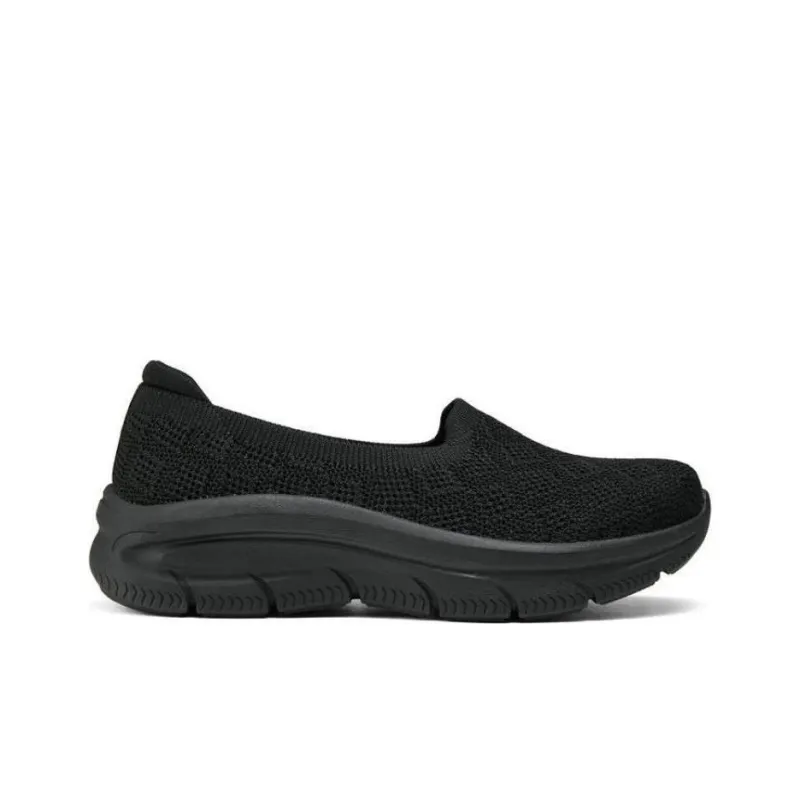 Skechers Go Walk Fle Durable Breathable Balanced Lightweight Low Top Casual Shoes Women's Black-1