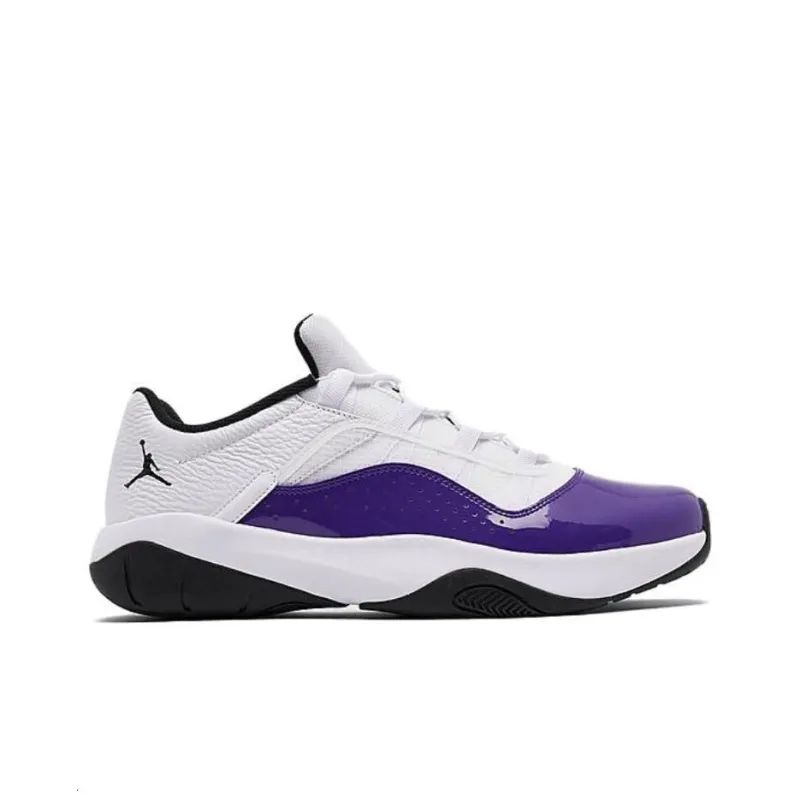 Jordan Air Jordan 11 CMFT LOW Cushioning, Wear Resistant Low Top Vintage Basketball Shoes Unisex White Purple-1