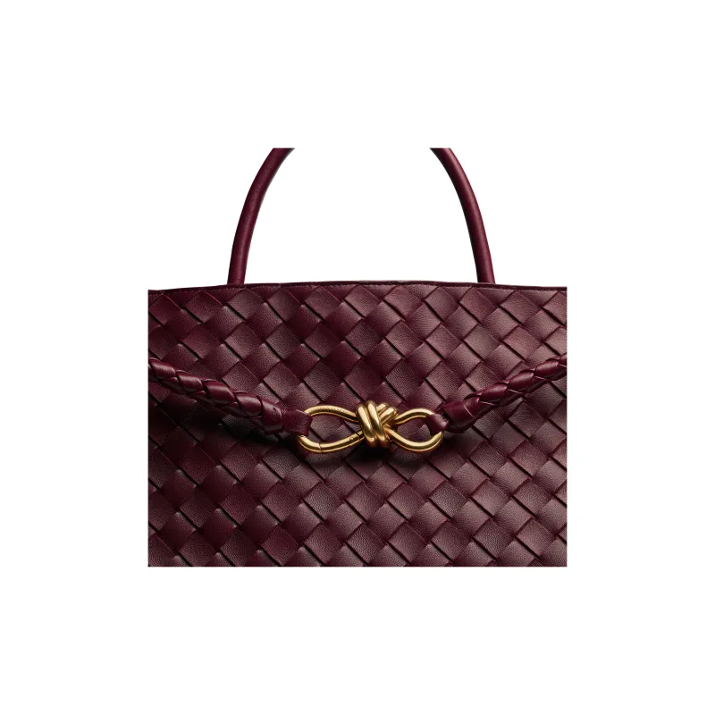 Bottega Veneta Andiamo Series Lambskin Shoulder Bag Crossbody Bag Handbag Large Size Women's Burgundy-4