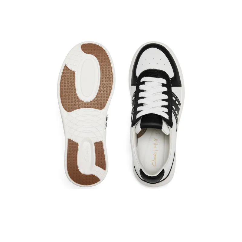 Clarks Slip Resistant Low Top Skateboard Shoes Women's Black White-2