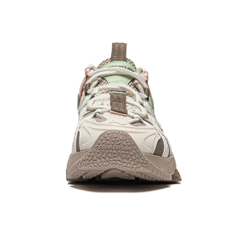 LiNing CF Tracing Collection, Xingye Cushioning, Wear Resistant Low Top Casual Shoes Women's Gray Brown Green-4