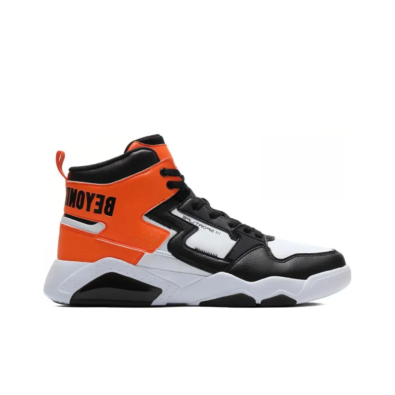 361° Xingran Slip Resistant Cushioning Abrasion Resistant High Top Skateboard Shoes Men's Black Orange-1