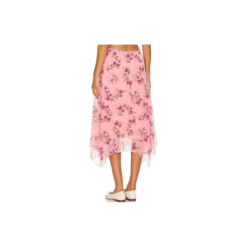 FREE PEOPLE Casual Long Skirts Women's Pink-1