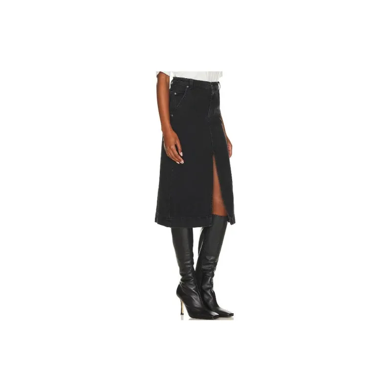 FREE PEOPLE Denim Long Skirts Women's Black-2