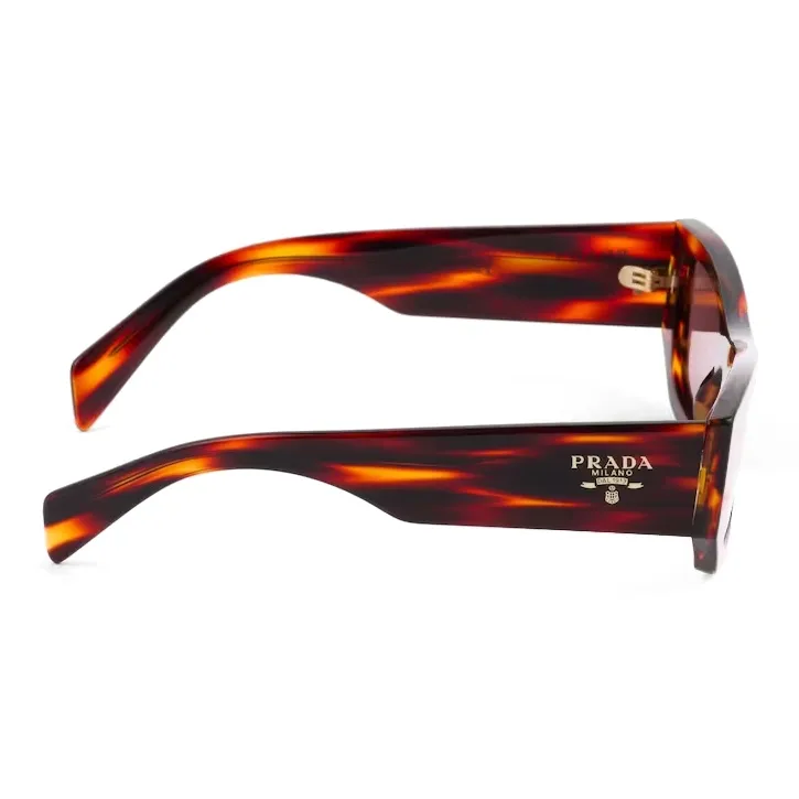 PRADA Acetate Irregular Shape Sunglasses Women's Brown-2