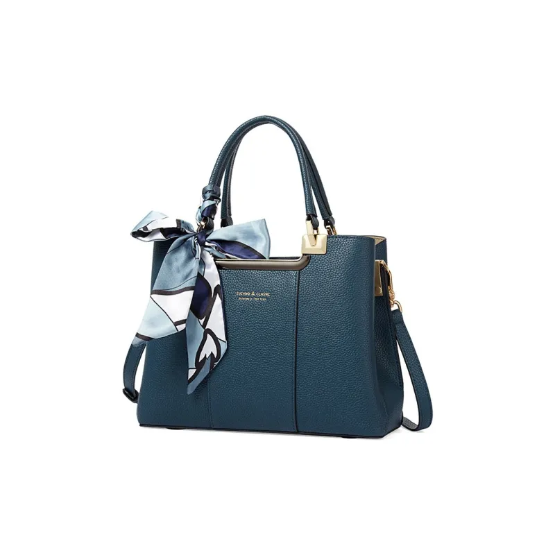 TUCANO Cow Leather One Shoulder Handbag Tubas Women's Peacock Blue/Ecru-2