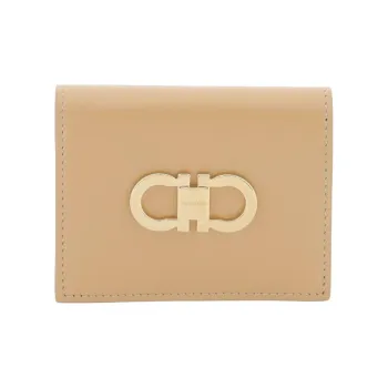 FERRAGAMO Cow Leather Wallet Women's Light Brown