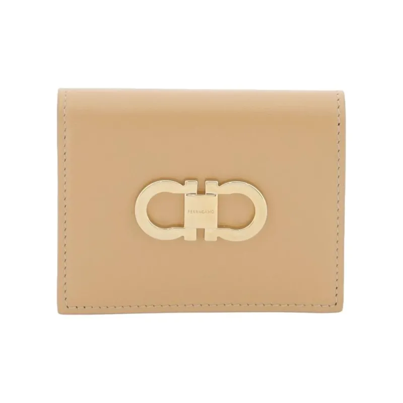 FERRAGAMO Cow Leather Wallet Women's Light Brown-0