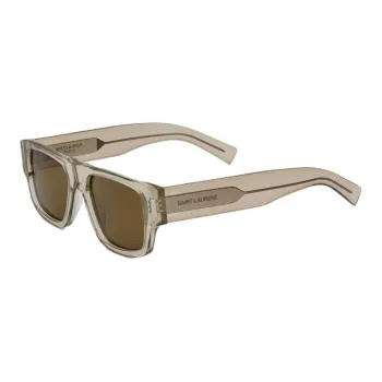 SAINT LAURENT Injection Molded Plastic Resin Acetate Rectangular Sunglasses Men's Brown