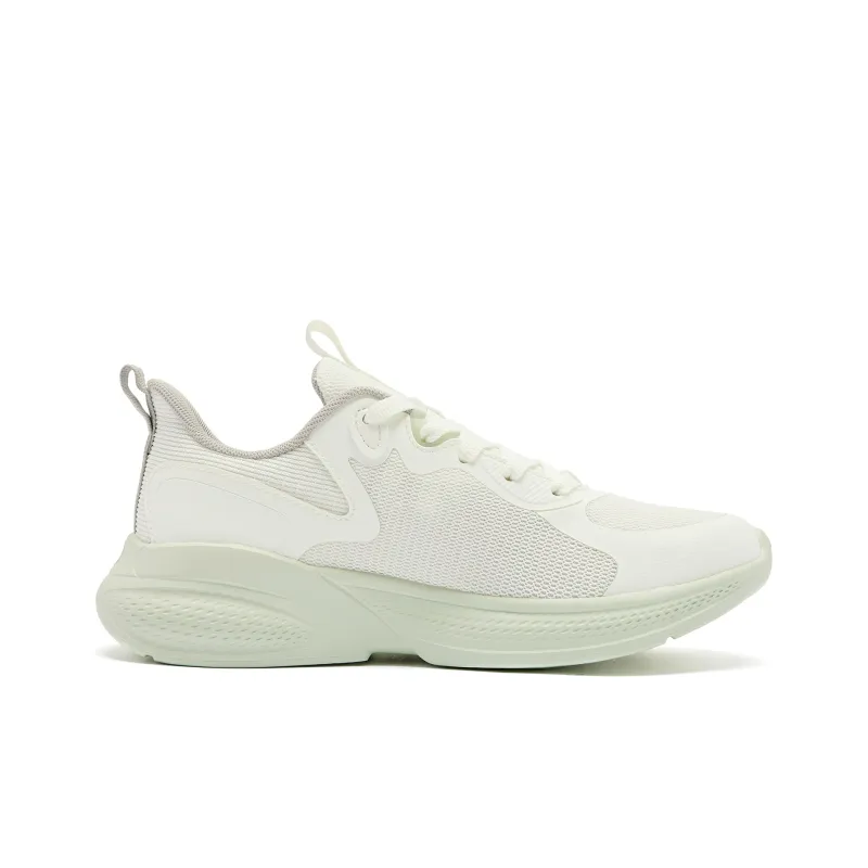 QIAODAN Cushioning Wear Resistant Lightweight Rebound Low Top Sprint Running Shoes Women's Ivory Celadon-1