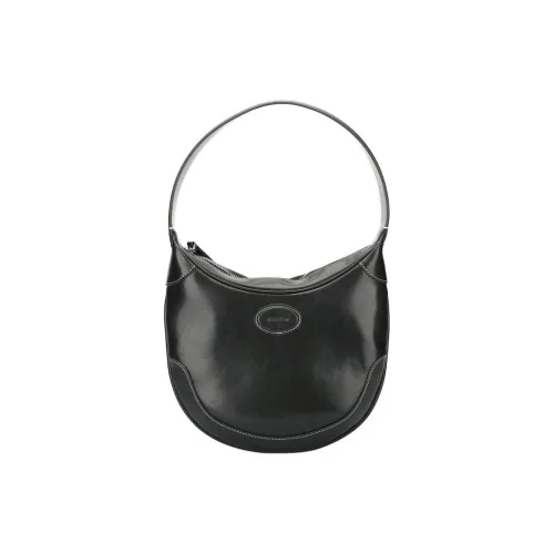 Shinpos Cow Leather One Shoulder Handbag Women's Black