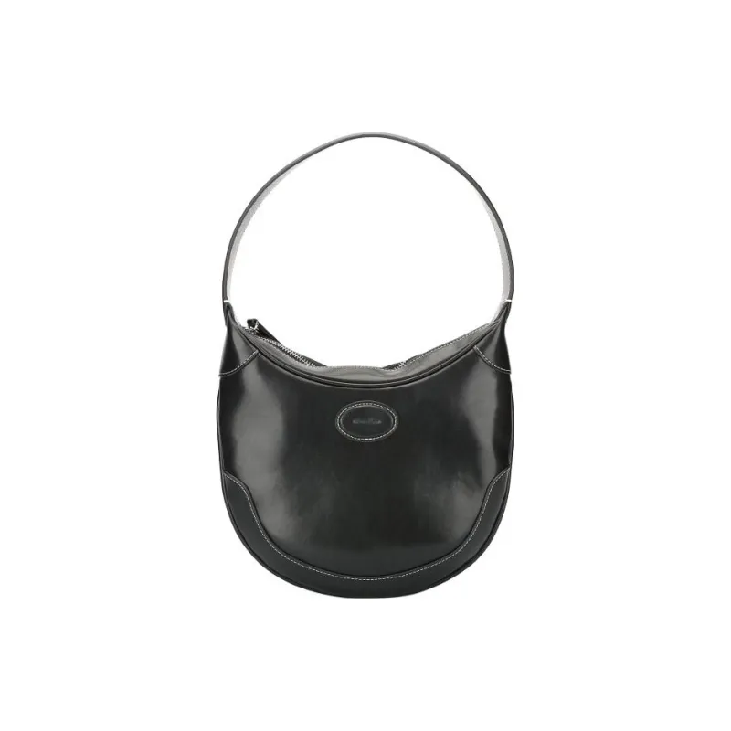 Shinpos Cow Leather One Shoulder Handbag Women's Black-0