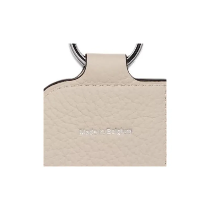 Delvau Pin Soft Grain Calfskin Keychain Bag Accessory Unisex Ecru-2