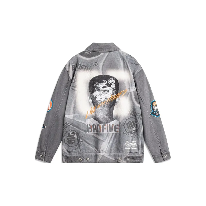 LiNing Badfive Denim Jacket Men's Obsidian Gray-1
