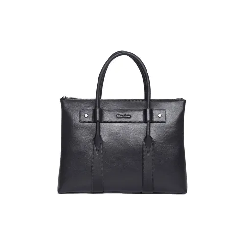 BISON DENIM Top Grain Cow Leather Shoulder Bag Crossbody Bag Briefcase Regular Men's Black