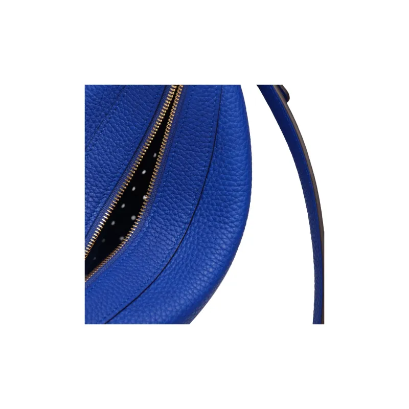 Delvau Pin Swing Soft Grain Calfskin Shoulder Bag Crossbody Bag Handbag Women's Dark Blue-5