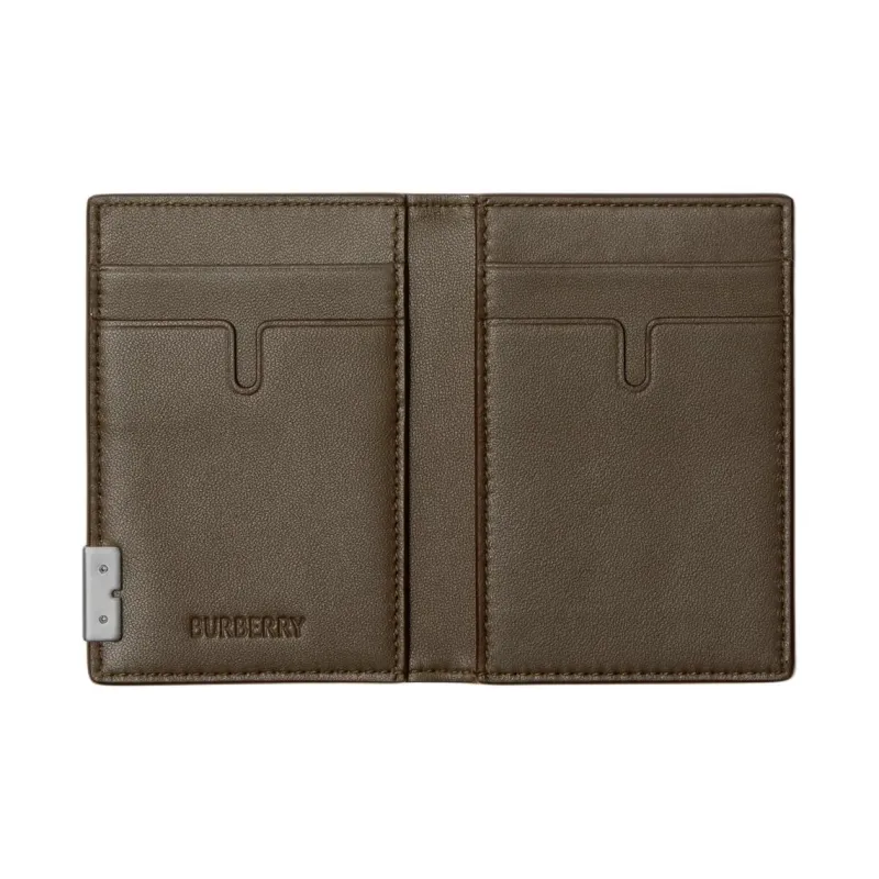 Burberry Grained Calfskin Card Holder Men's Military Green-2