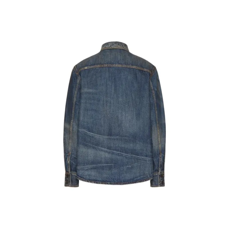 Valentino V DETAIL Denim Shirt Men's Blue-1