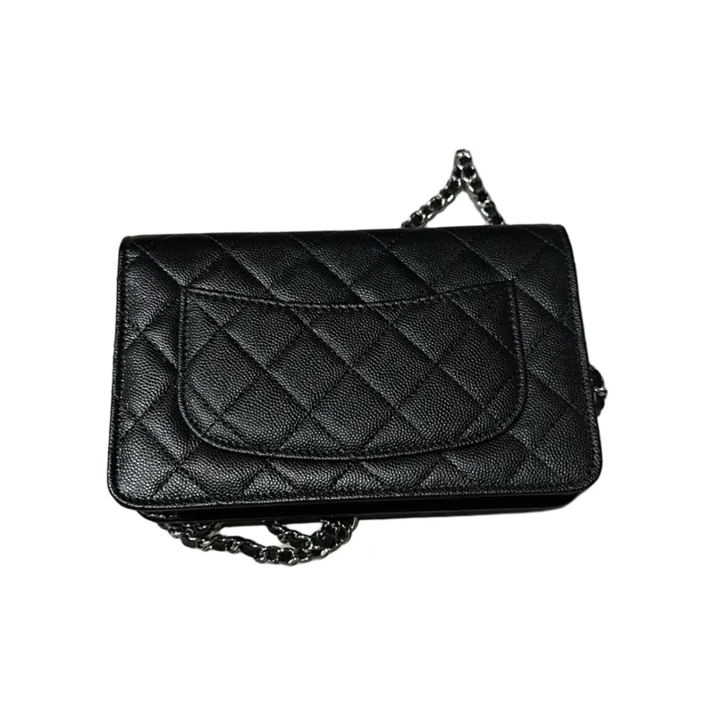 CHANEL WOC Grain Embossed Caviar Calfskin Shoulder Bag, Crossbody Bag, Wallet Women's Black-2