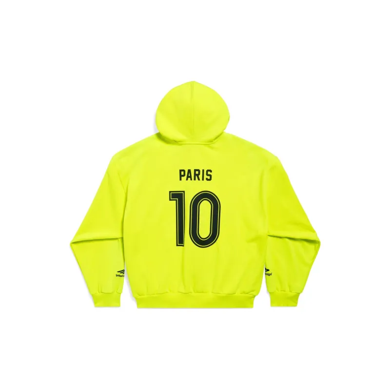 Balenciaga Paris Soccer Zip Up Hoodie Medium Fit Sweatshirt Men's Neon Green-1