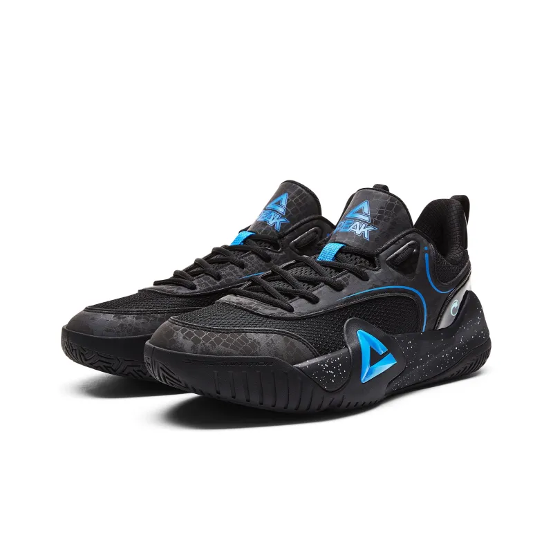 PEAK Basketball Shoes Men Low Top Black Youth Blue-2