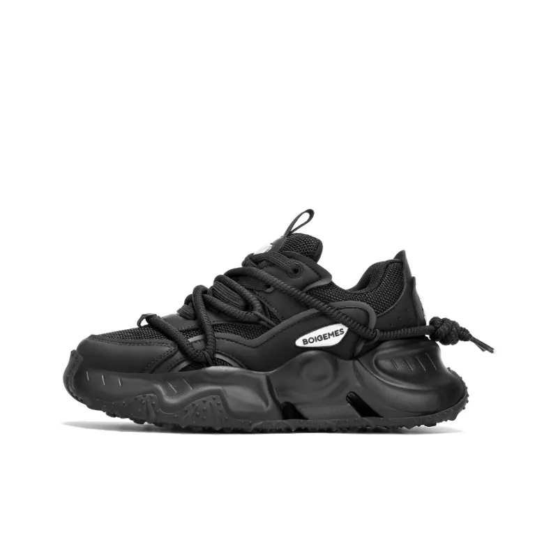 BOIGEMES Low Top Chunky Sneakers Men's Black-0