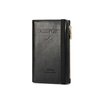 OUZIHUANG PU Passport Holder Large Size Unisex Black/Red/Pink/Peacock Blue/Royal Blue/Coffee/Light Brown/Gray