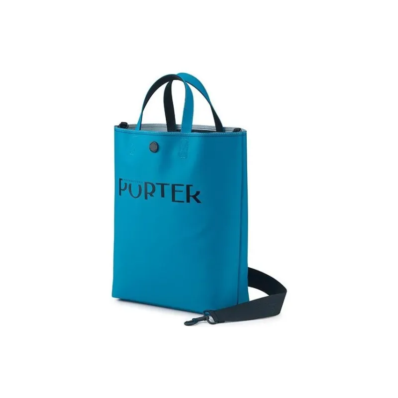 PORTER PVC Waterproof Fabric Tote Bag Shopping Bag Shoulder Bag Crossbody Bag Handbag Unisex Greece Blue-1